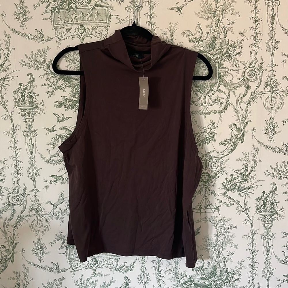 J Crew Mock turtleneck sleeveless brown XXL